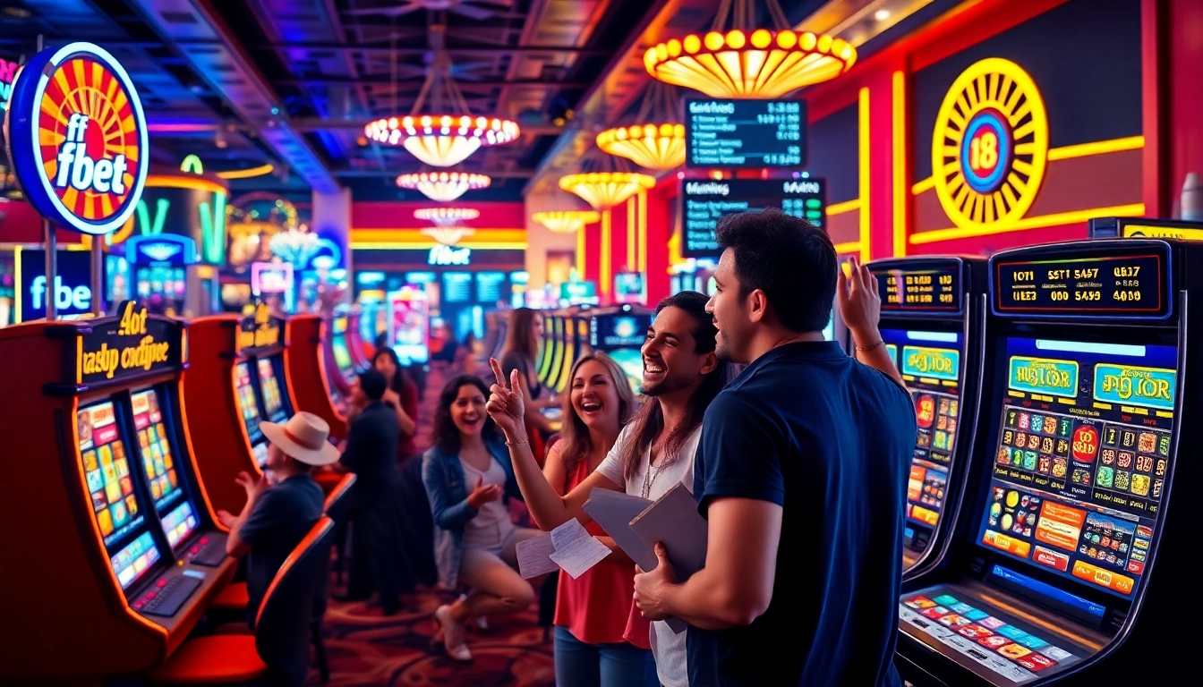 f8 bet offers thrilling slot machine experiences amidst vibrant casino excitement.